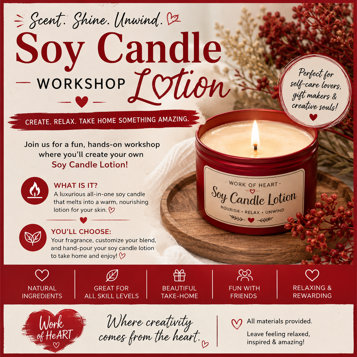 ❤️ Melt Into Self-Care Soy Candle Lotion Workshop