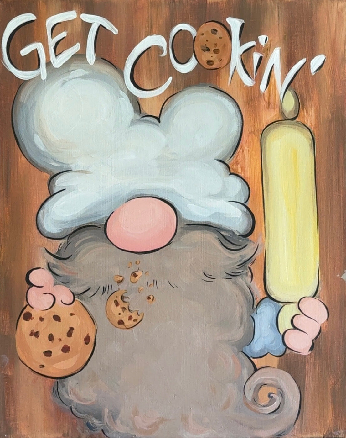 5 Guided Acrylic Paintings, Gnome Workshop for 21+