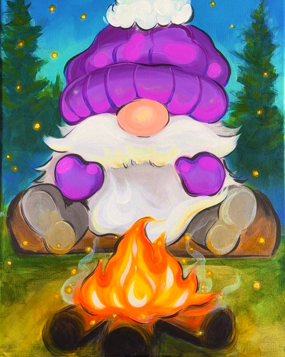 Gnomes, Gnomes, Gnomes!!  Guided Acrylic Gnome Workshop Painting Class