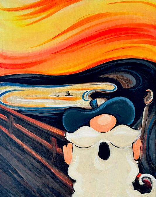 5 Guided Acrylic Paintings, Gnome Workshop for 21+