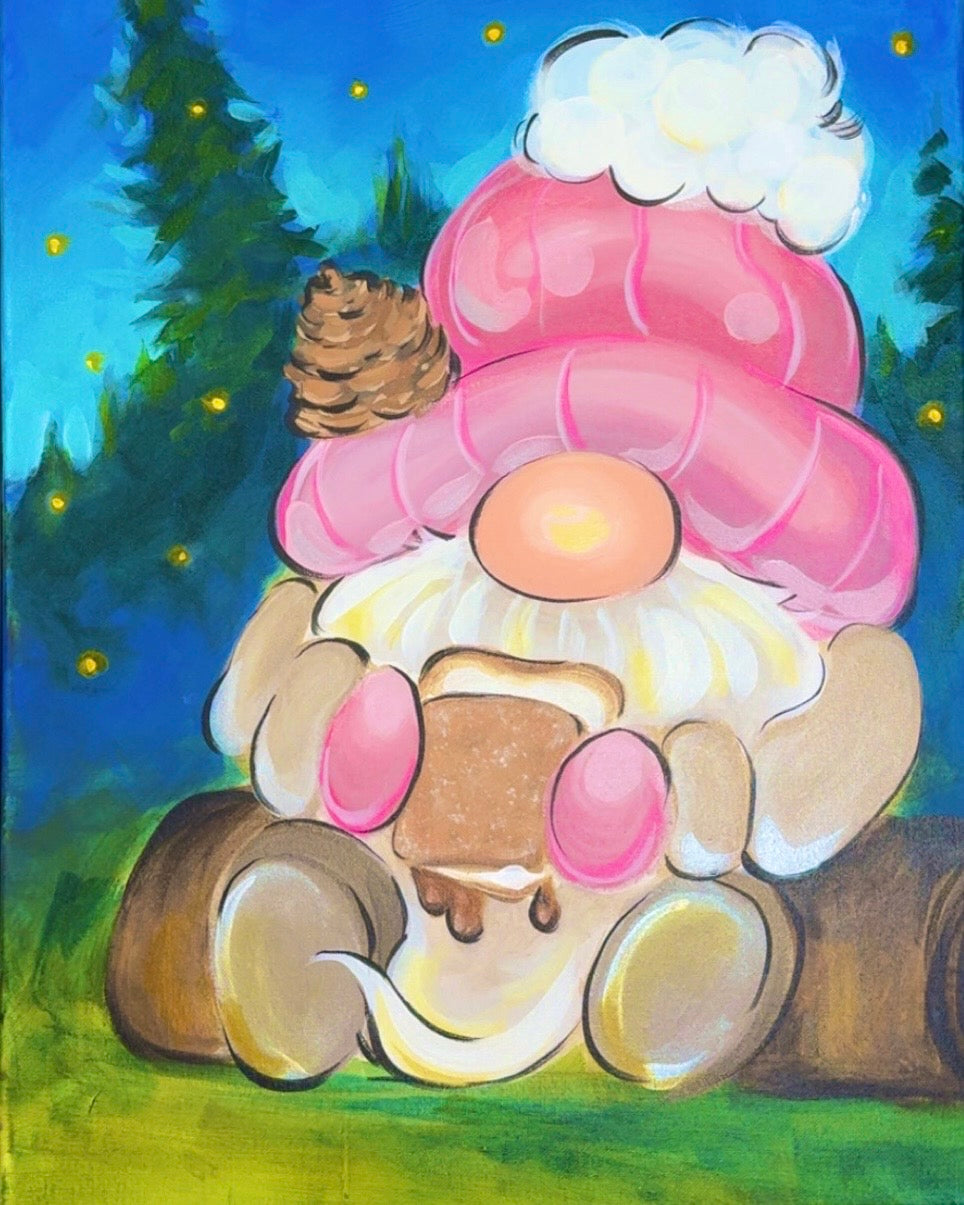 Gnomes, Gnomes, Gnomes!!  Guided Acrylic Gnome Workshop Painting Class