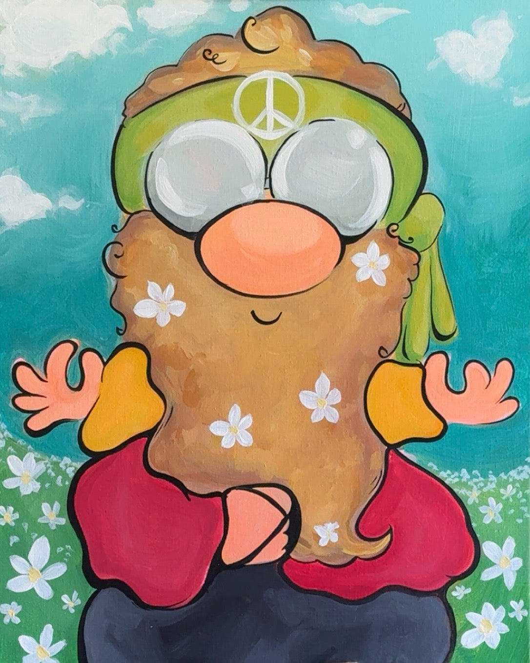 5 Guided Acrylic Paintings, Gnome Workshop for 21+