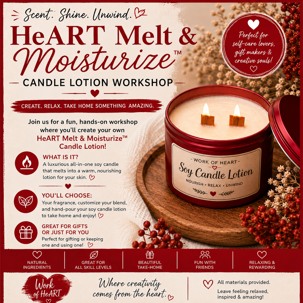 ❤️ HeART Melt & Moisturize™ Candle Lotion Workshop