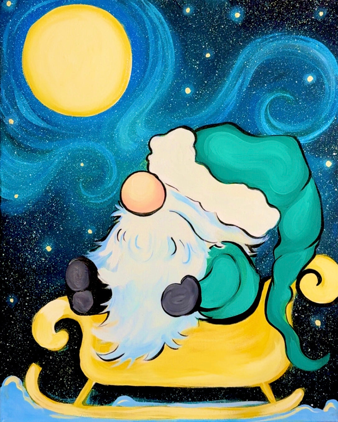 Gnomes, Gnomes, Gnomes!!  Guided Acrylic Gnome Workshop Painting Class