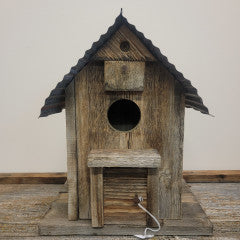 Bird House Red tin roof with door