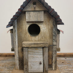 Bird House Red tin roof with side roofs